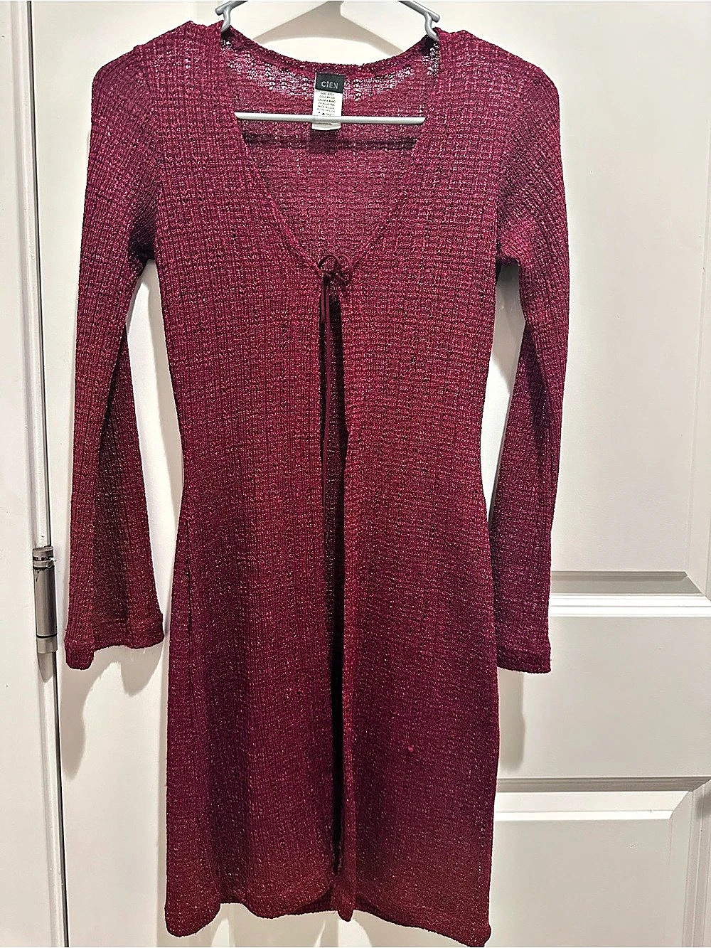 CIE Knit Tie-Front Mini Dress in Pink Size Small